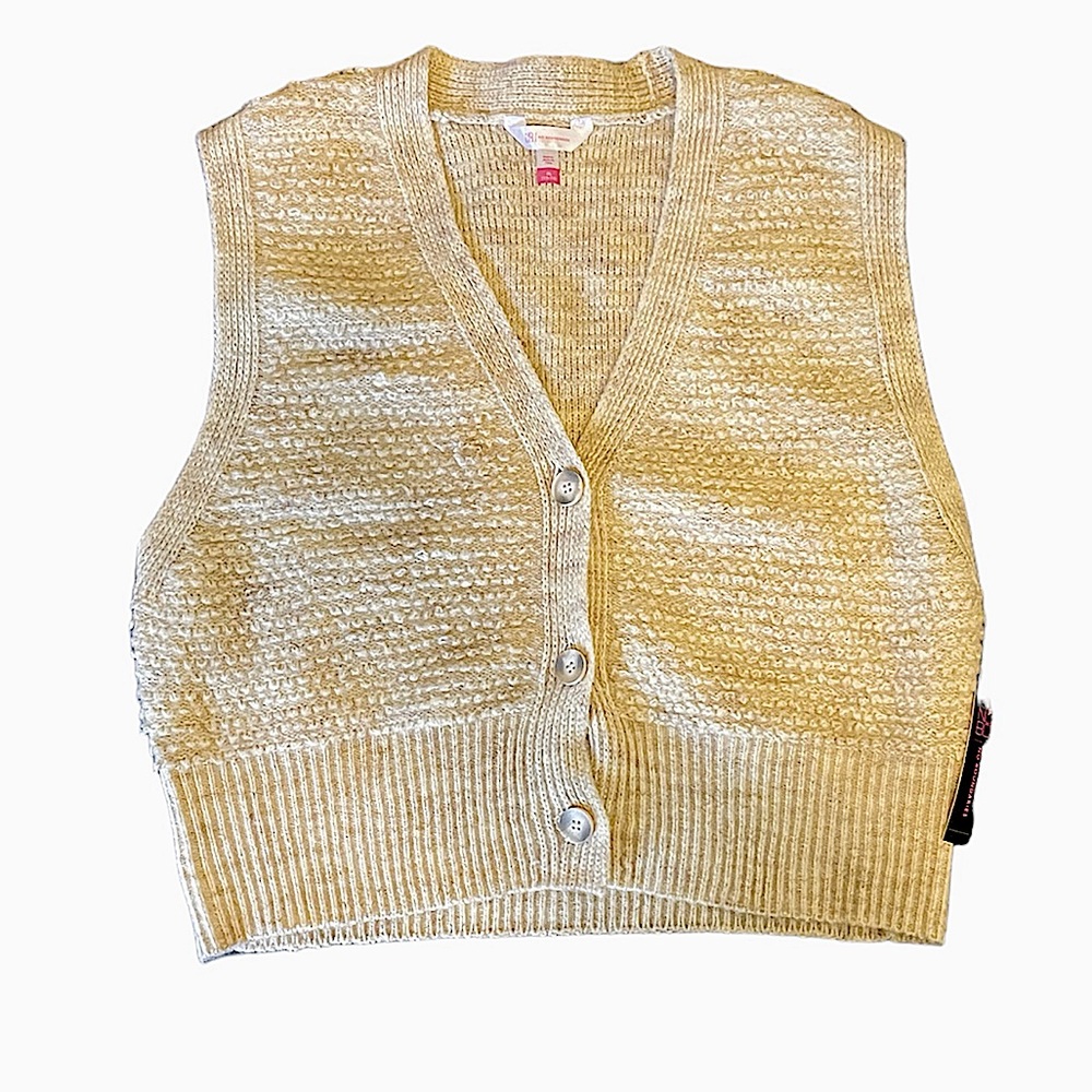 NWT beige button up sweater vest